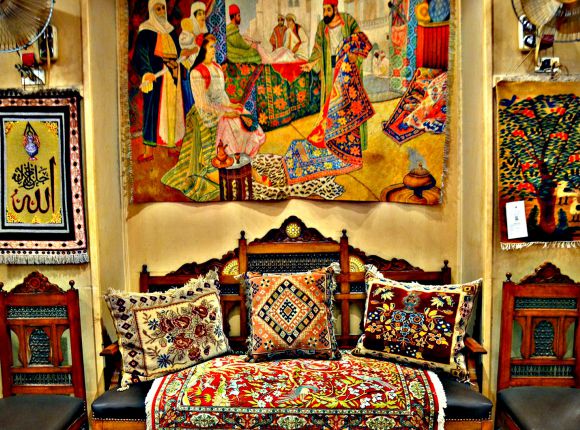 Carpet Market in Old Cairo Arabic Art Handmade Oil Painting On Canvas