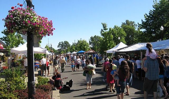 Corvallis, Oregon, Early morning walk, down town along the …