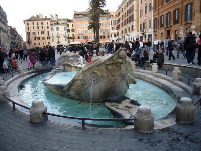 Piazza di Spagna & Fontana della Barcaccia (Spanish Square & Fountain of the Longboat), Rome