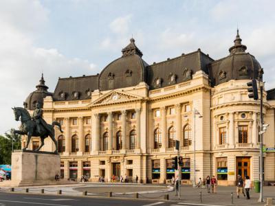 Central University Library and Equestrian Statue of Carol I