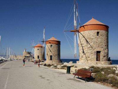 Mandraki Harbor and Windmills, Rhodes