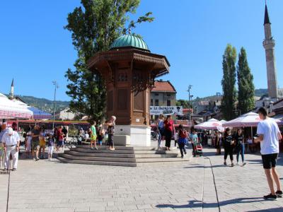 Baščaršija (Old Bazaar) and Sebilj Fountain, Sarajevo