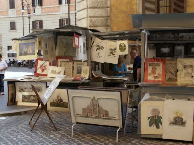 Mercato delle stampe a Piazza Borghese (Antique Market), Rome
