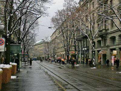 Bahnhofstrasse in Zurich, Switzerland, main downtown street in t